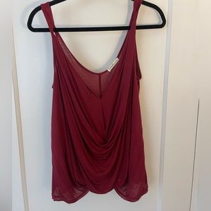 Maroon draped sleeveless top